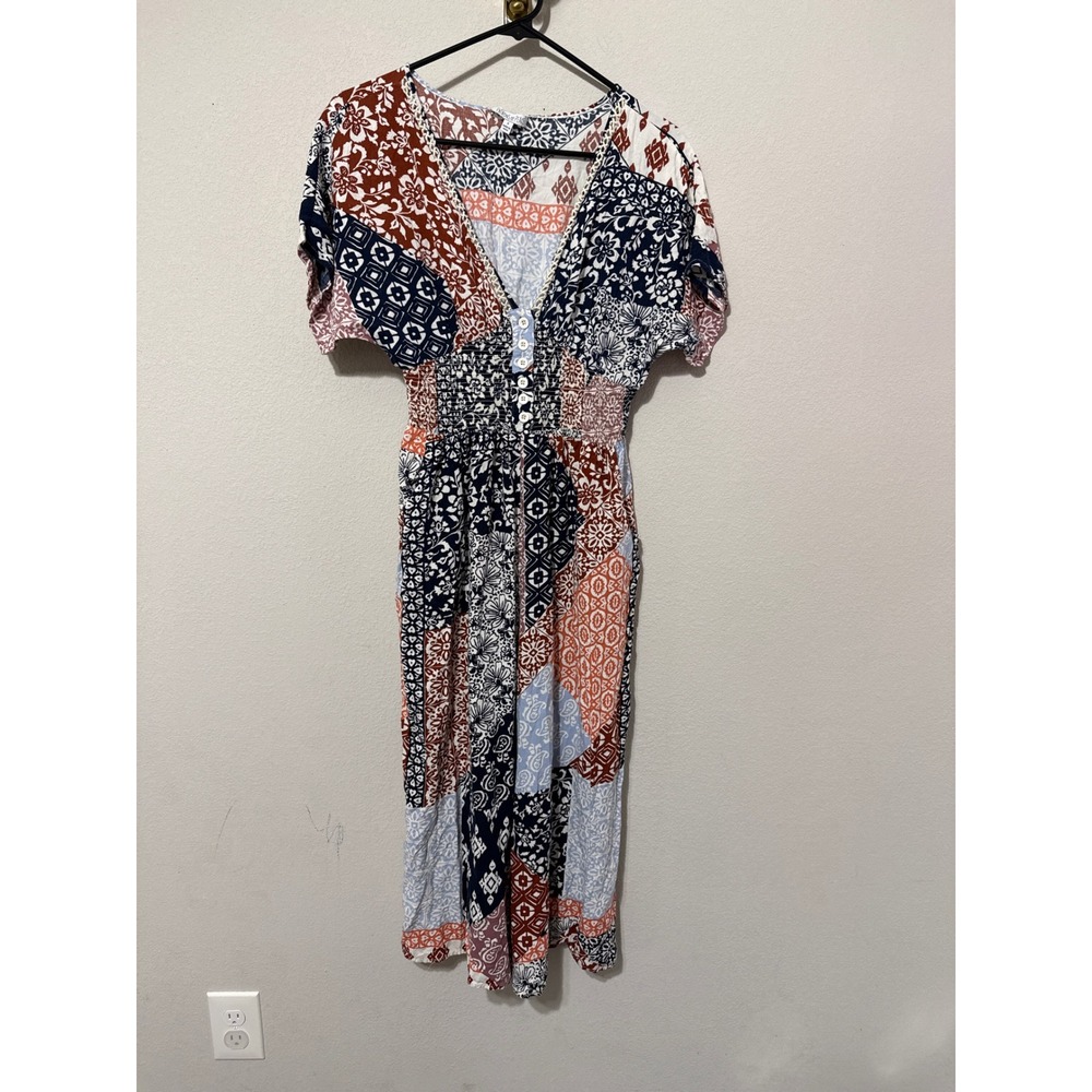 Patrons of Peace Patchwork Boho Jumpsuit Womens Small MulticolorWide Leg